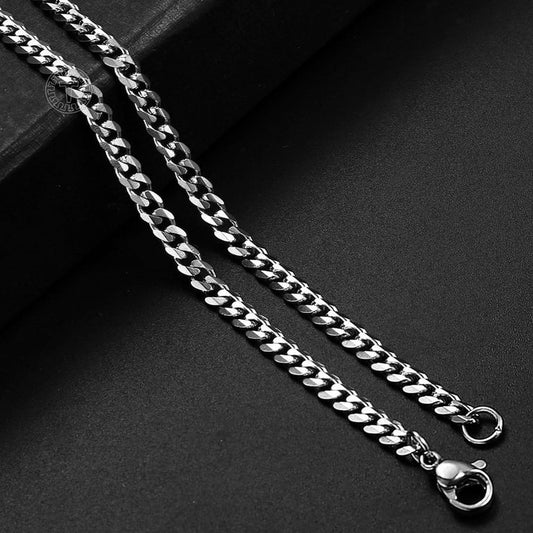 Bold Silver Stainless Steel Italian Thin Cuban Chain For Men/women