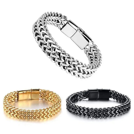 Men's Double-Layer Stainless Steel Bracelet – Stylish & Durable, Rust-Proof.